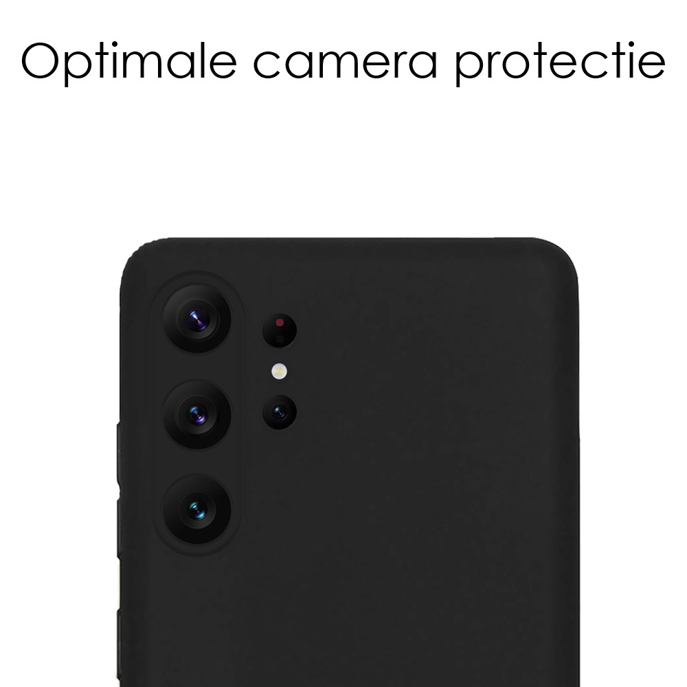 NoXx Hoes Geschikt voor Samsung S23 Ultra Hoesje Cover Siliconen Back Case Hoes Met 2x Screenprotector - Zwart