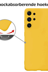 Nomfy Hoesje Geschikt voor Samsung S23 Ultra Hoesje Siliconen Cover Case Met Screenprotector - Hoes Geschikt voor Samsung Galaxy S23 Ultra Hoes Back Case - Geel