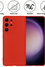 Nomfy Hoesje Geschikt voor Samsung S23 Ultra Hoesje Siliconen Cover Case Met Screenprotector - Hoes Geschikt voor Samsung Galaxy S23 Ultra Hoes Back Case - Rood