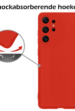 Nomfy Hoesje Geschikt voor Samsung S23 Ultra Hoesje Siliconen Cover Case Met Screenprotector - Hoes Geschikt voor Samsung Galaxy S23 Ultra Hoes Back Case - Rood