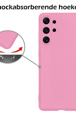 Nomfy Hoesje Geschikt voor Samsung S23 Ultra Hoesje Siliconen Cover Case Met Screenprotector - Hoes Geschikt voor Samsung Galaxy S23 Ultra Hoes Back Case - Lichtroze