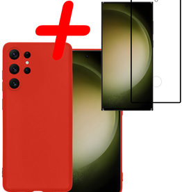BASEY. BASEY. Samsung Galaxy S23 Ultra Hoesje Siliconen Met Screenprotector - Rood