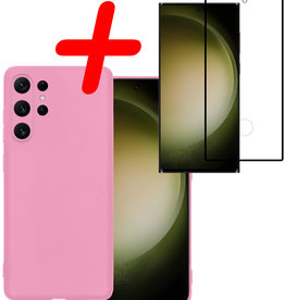 BASEY. BASEY. Samsung Galaxy S23 Ultra Hoesje Siliconen Met Screenprotector - Lichtroze