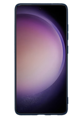 Nomfy Hoesje Geschikt voor Samsung S23 Ultra Hoesje Siliconen Cover Case Met 2x Screenprotector - Hoes Geschikt voor Samsung Galaxy S23 Ultra Hoes Back Case - Donkerblauw