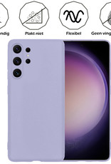 Nomfy Hoesje Geschikt voor Samsung S23 Ultra Hoesje Siliconen Cover Case Met 2x Screenprotector - Hoes Geschikt voor Samsung Galaxy S23 Ultra Hoes Back Case - Lila