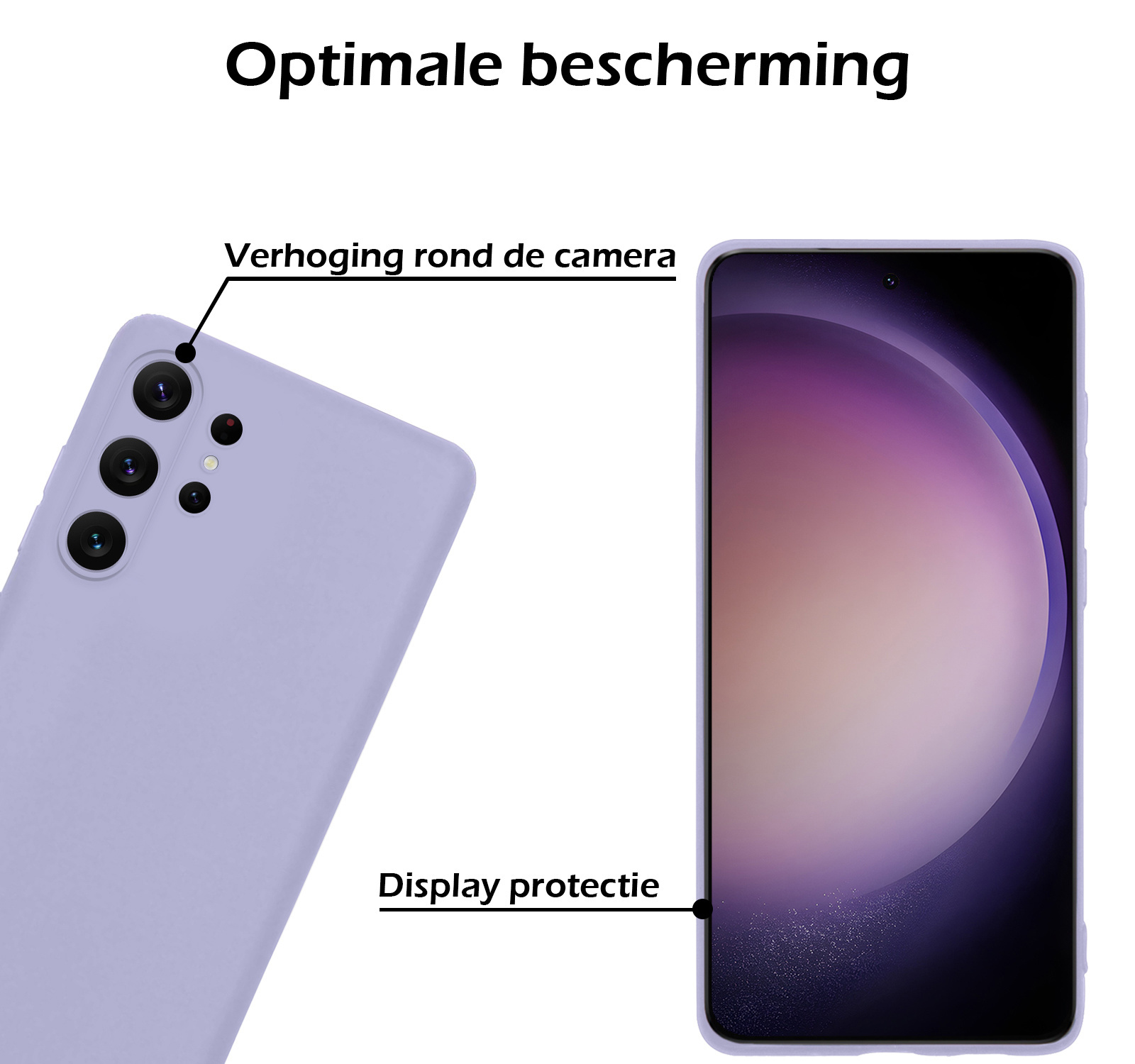 Nomfy Hoesje Geschikt voor Samsung S23 Ultra Hoesje Siliconen Cover Case Met 2x Screenprotector - Hoes Geschikt voor Samsung Galaxy S23 Ultra Hoes Back Case - Lila
