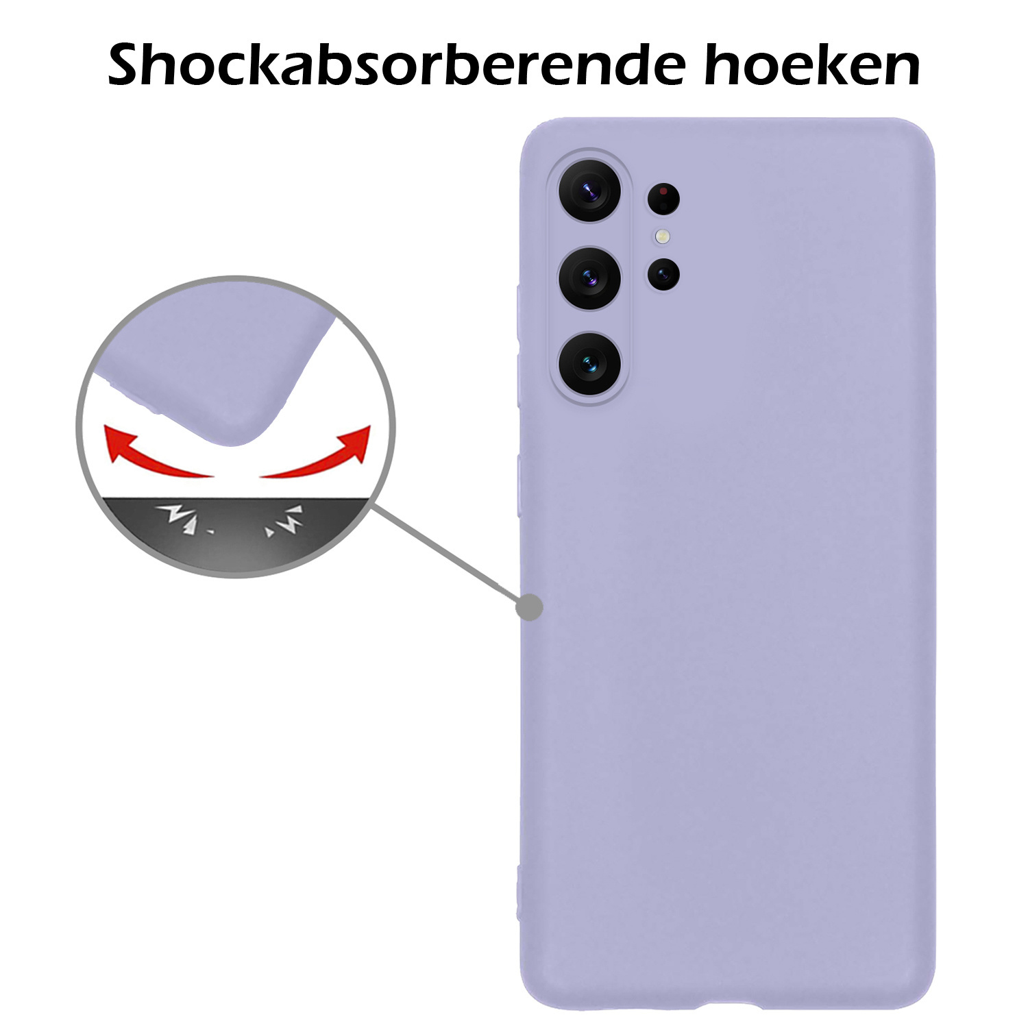 Nomfy Hoesje Geschikt voor Samsung S23 Ultra Hoesje Siliconen Cover Case Met 2x Screenprotector - Hoes Geschikt voor Samsung Galaxy S23 Ultra Hoes Back Case - Lila