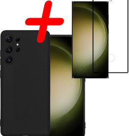 BASEY. BASEY. Samsung Galaxy S23 Ultra Hoesje Siliconen Met Screenprotector - Zwart