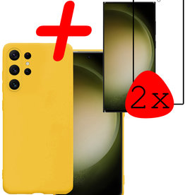 BASEY. BASEY. Samsung Galaxy S23 Ultra Hoesje Siliconen Met 2x Screenprotector - Geel