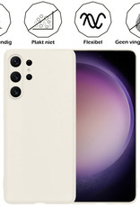 Nomfy Hoesje Geschikt voor Samsung S23 Ultra Hoesje Siliconen Cover Case Met 2x Screenprotector - Hoes Geschikt voor Samsung Galaxy S23 Ultra Hoes Back Case - Wit