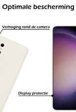 Nomfy Hoesje Geschikt voor Samsung S23 Ultra Hoesje Siliconen Cover Case Met 2x Screenprotector - Hoes Geschikt voor Samsung Galaxy S23 Ultra Hoes Back Case - Wit