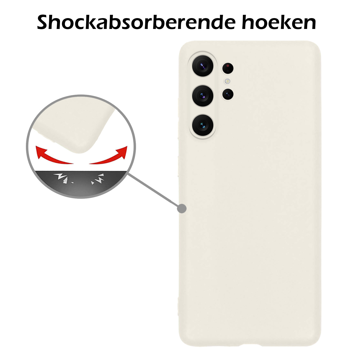 Nomfy Hoesje Geschikt voor Samsung S23 Ultra Hoesje Siliconen Cover Case Met 2x Screenprotector - Hoes Geschikt voor Samsung Galaxy S23 Ultra Hoes Back Case - Wit