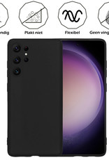 Nomfy Hoesje Geschikt voor Samsung S23 Ultra Hoesje Siliconen Cover Case Met 2x Screenprotector - Hoes Geschikt voor Samsung Galaxy S23 Ultra Hoes Back Case - Zwart