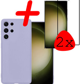 BASEY. BASEY. Samsung Galaxy S23 Ultra Hoesje Siliconen Met 2x Screenprotector - Lila