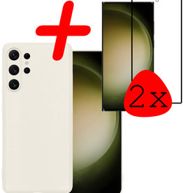 BASEY. BASEY. Samsung Galaxy S23 Ultra Hoesje Siliconen Met 2x Screenprotector - Wit