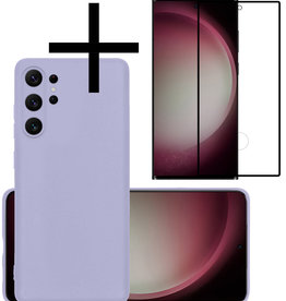 NoXx NoXx Samsung Galaxy S23 Ultra Hoesje Siliconen Met Screenprotector - Lila