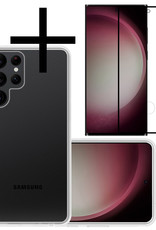 NoXx Hoes Geschikt voor Samsung S23 Ultra Hoesje Cover Siliconen Back Case Hoes Met Screenprotector - Transparant