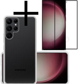 NoXx NoXx Samsung Galaxy S23 Ultra Hoesje Siliconen Met Screenprotector - Transparant