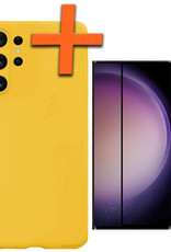 Nomfy Hoesje Geschikt voor Samsung S23 Ultra Hoesje Siliconen Cover Case Met Screenprotector - Hoes Geschikt voor Samsung Galaxy S23 Ultra Hoes Back Case - Geel