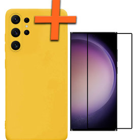Nomfy Nomfy Samsung Galaxy S23 Ultra Hoesje Siliconen Met Screenprotector - Geel