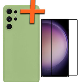 Nomfy Nomfy Samsung Galaxy S23 Ultra Hoesje Siliconen Met Screenprotector - Groen