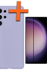 Nomfy Hoesje Geschikt voor Samsung S23 Ultra Hoesje Siliconen Cover Case Met Screenprotector - Hoes Geschikt voor Samsung Galaxy S23 Ultra Hoes Back Case - Lila