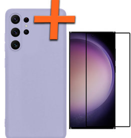 Nomfy Nomfy Samsung Galaxy S23 Ultra Hoesje Siliconen Met Screenprotector - Lila