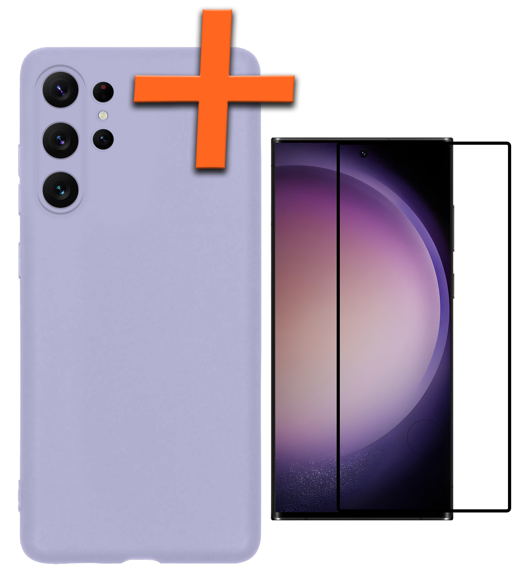 Nomfy Hoesje Geschikt voor Samsung S23 Ultra Hoesje Siliconen Cover Case Met Screenprotector - Hoes Geschikt voor Samsung Galaxy S23 Ultra Hoes Back Case - Lila