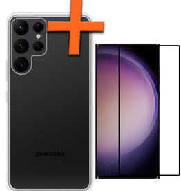 Nomfy Nomfy Samsung Galaxy S23 Ultra Hoesje Siliconen Met Screenprotector - Transparant