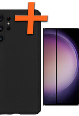 Nomfy Hoesje Geschikt voor Samsung S23 Ultra Hoesje Siliconen Cover Case Met Screenprotector - Hoes Geschikt voor Samsung Galaxy S23 Ultra Hoes Back Case - Zwart