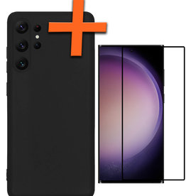 Nomfy Nomfy Samsung Galaxy S23 Ultra Hoesje Siliconen Met Screenprotector - Zwart