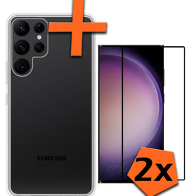 Nomfy Nomfy Samsung Galaxy S23 Ultra Hoesje Siliconen Met 2x Screenprotector - Transparant