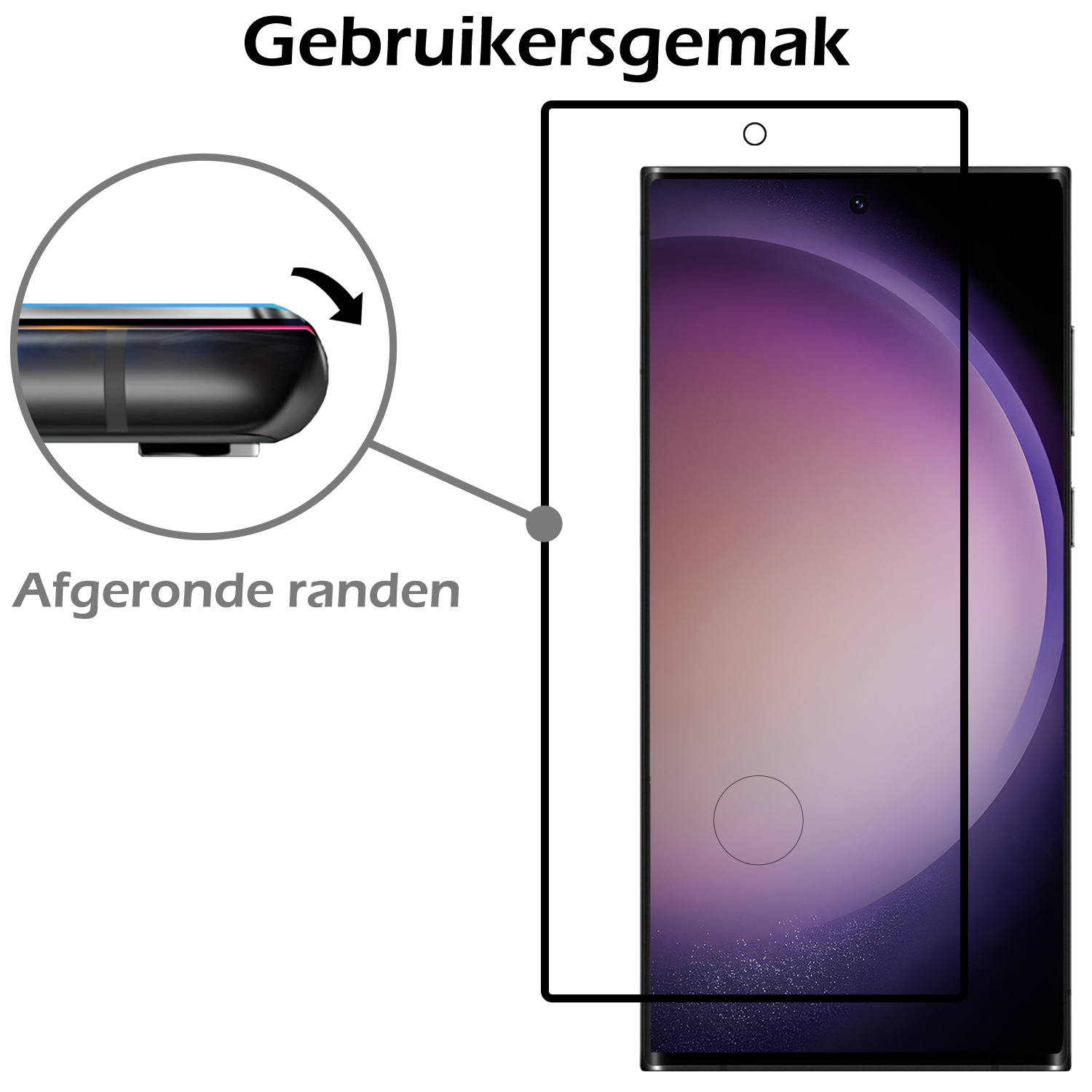 Nomfy Hoesje Geschikt voor Samsung S23 Ultra Hoesje Siliconen Cover Case Met 2x Screenprotector - Hoes Geschikt voor Samsung Galaxy S23 Ultra Hoes Back Case - Zwart