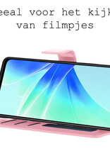 BASEY. Hoes Geschikt voor OPPO A17 Hoesje Bookcase Hoes Flip Case Book Cover - Hoesje Geschikt voor OPPO A17 Hoes Book Case Hoesje - Lichtroze