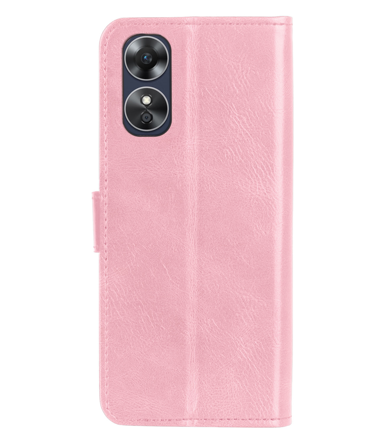 BASEY. Hoes Geschikt voor OPPO A17 Hoesje Bookcase Hoes Flip Case Book Cover - Hoesje Geschikt voor OPPO A17 Hoes Book Case Hoesje - Lichtroze