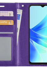 BASEY. Hoes Geschikt voor OPPO A17 Hoesje Bookcase Hoes Flip Case Book Cover - Hoesje Geschikt voor OPPO A17 Hoes Book Case Hoesje - Paars