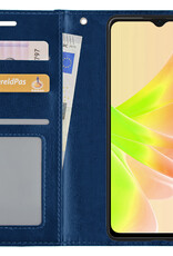 Hoes Geschikt voor OPPO A17 Hoesje Book Case Hoes Flip Cover Wallet Bookcase - Donkerblauw