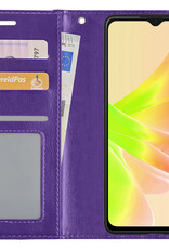 NoXx Hoes Geschikt voor OPPO A17 Hoesje Book Case Hoes Flip Cover Wallet Bookcase - Paars