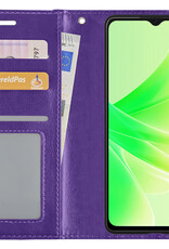 Nomfy Hoesje Geschikt voor OPPO A17 Hoes Bookcase Flipcase Book Cover - Hoes Geschikt voor OPPO A17 Hoesje Book Case - Paars