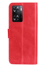 BASEY. Hoes Geschikt voor OPPO A57s Hoesje Bookcase Hoes Flip Case Book Cover - Hoesje Geschikt voor OPPO A57s Hoes Book Case Hoesje - Rood