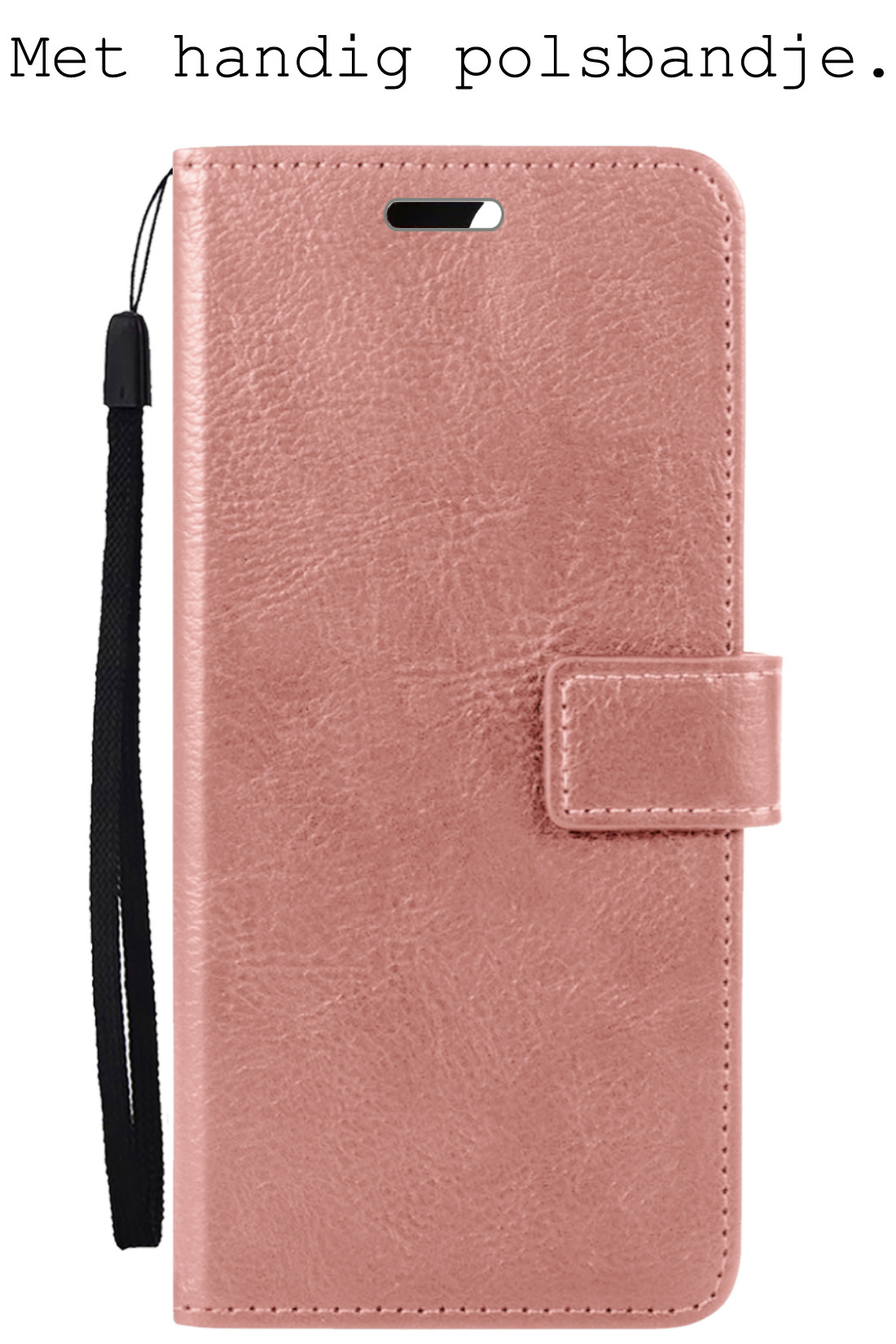 BASEY. Hoes Geschikt voor OPPO A57s Hoesje Bookcase Hoes Flip Case Book Cover - Hoesje Geschikt voor OPPO A57s Hoes Book Case Hoesje - Rosé goud
