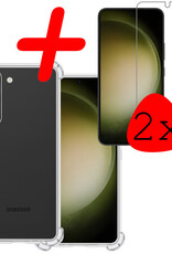 BASEY. Hoes Geschikt voor Samsung S23 Plus Hoesje Shock Proof Case Hoes Siliconen Met 2x Screenprotector - Hoesje Geschikt voor Samsung Galaxy S23 Plus Hoes Cover Shockproof - Transparant