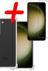 BASEY. Hoes Geschikt voor Samsung S23 Plus Hoesje Shock Proof Case Hoes Siliconen Met Screenprotector - Hoesje Geschikt voor Samsung Galaxy S23 Plus Hoes Cover Shockproof - Transparant