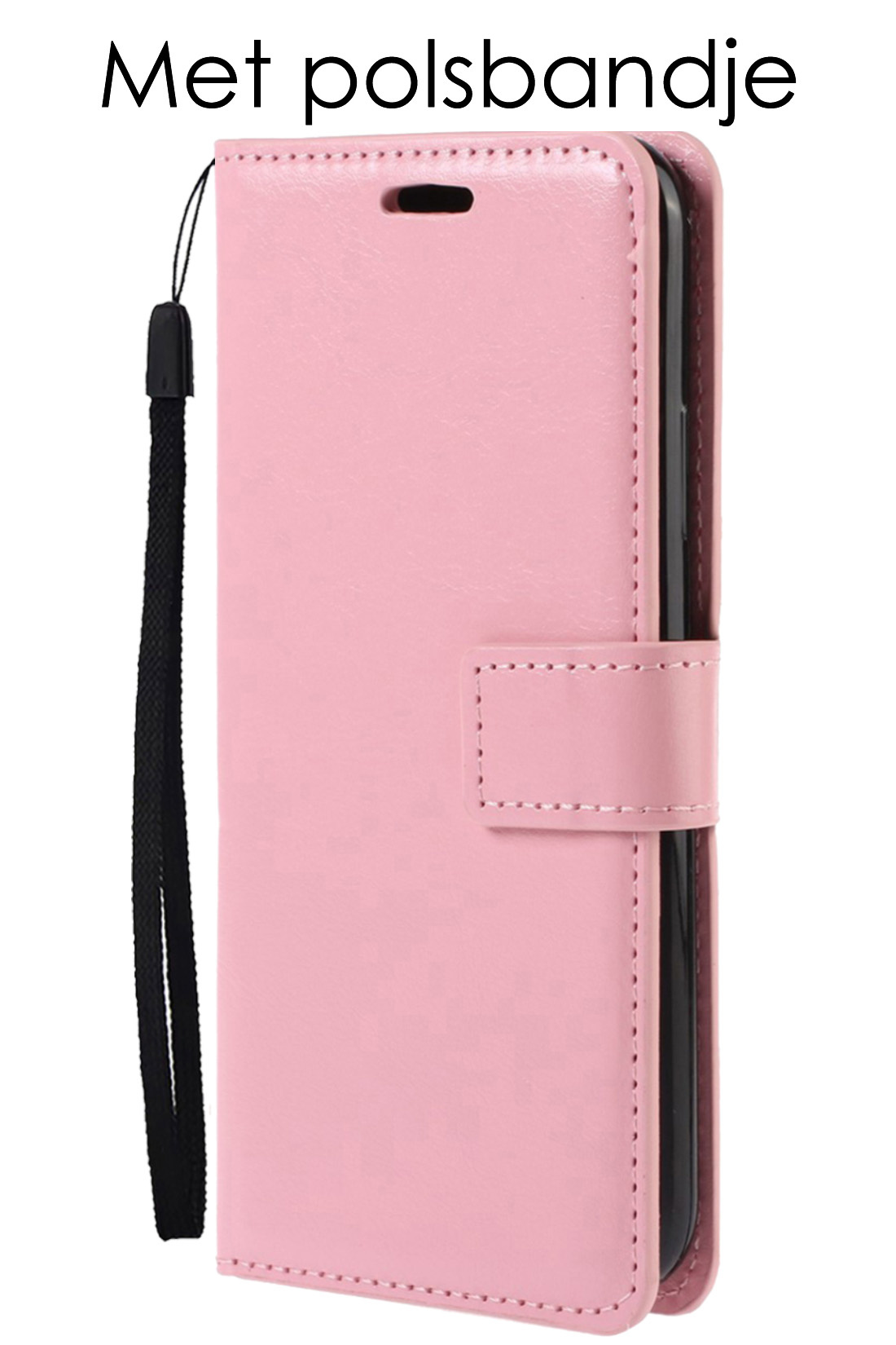 NoXx Hoes Geschikt voor OPPO A57s Hoesje Book Case Hoes Flip Cover Wallet Bookcase - Lichtroze