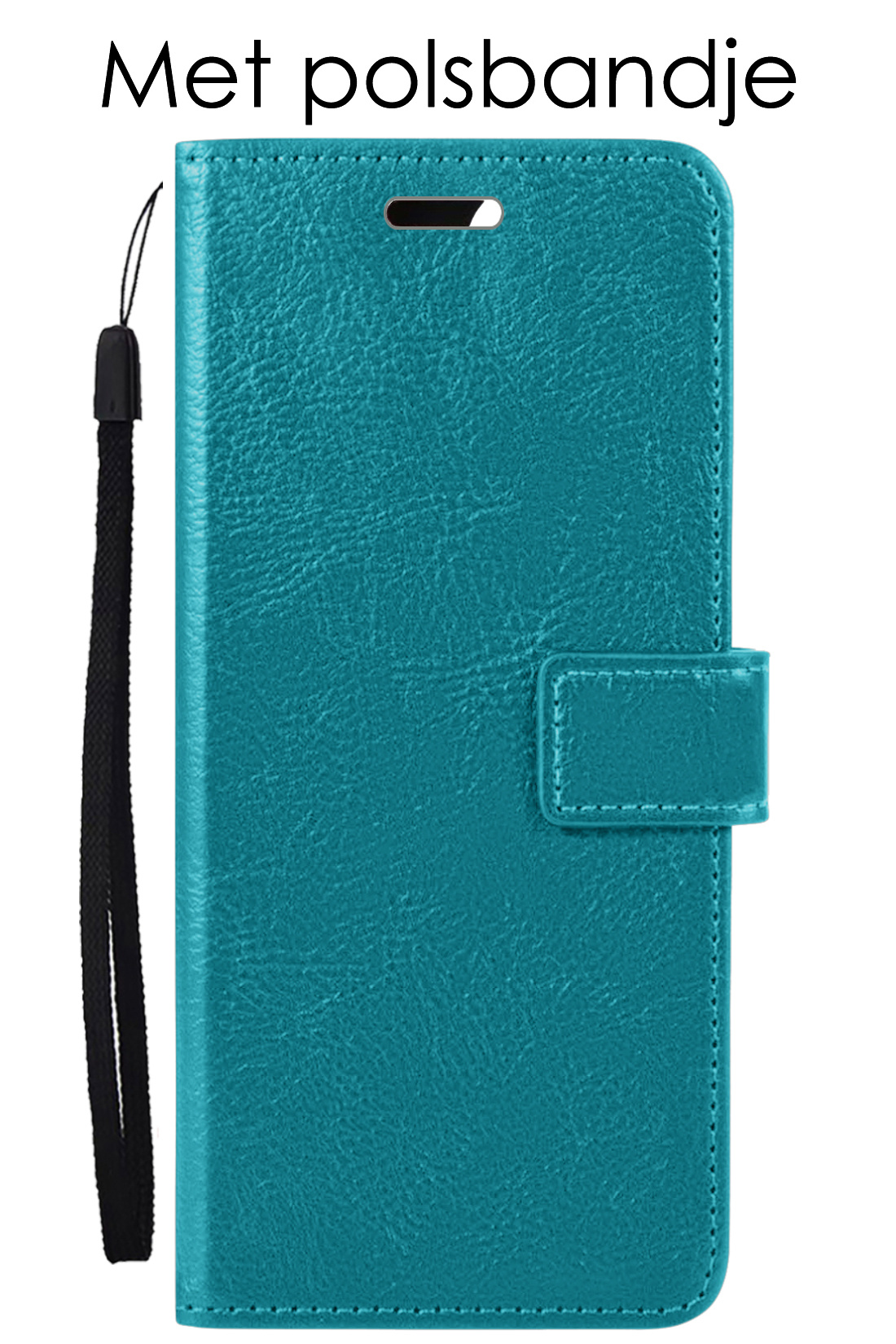 Hoes Geschikt voor OPPO A57s Hoesje Book Case Hoes Flip Cover Wallet Bookcase - Turquoise