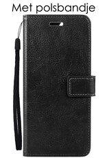Hoes Geschikt voor OPPO A57s Hoesje Book Case Hoes Flip Cover Wallet Bookcase - Zwart