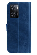 Nomfy Hoesje Geschikt voor OPPO A57s Hoes Bookcase Flipcase Book Cover - Hoes Geschikt voor OPPO A57s Hoesje Book Case - Donkerblauw