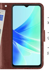BASEY. Hoes Geschikt voor OPPO A57 Hoesje Bookcase Hoes Flip Case Book Cover - Hoesje Geschikt voor OPPO A57 Hoes Book Case Hoesje - Bruin