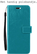 BASEY. Hoes Geschikt voor OPPO A57 Hoesje Bookcase Hoes Flip Case Book Cover - Hoesje Geschikt voor OPPO A57 Hoes Book Case Hoesje - Turquoise