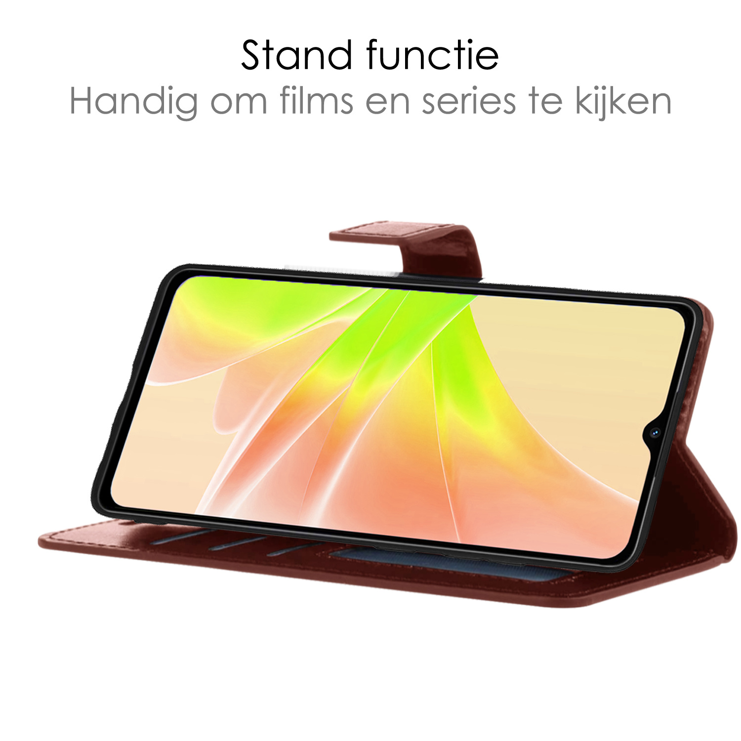 NoXx Hoes Geschikt voor OPPO A57 Hoesje Book Case Hoes Flip Cover Wallet Bookcase - Bruin